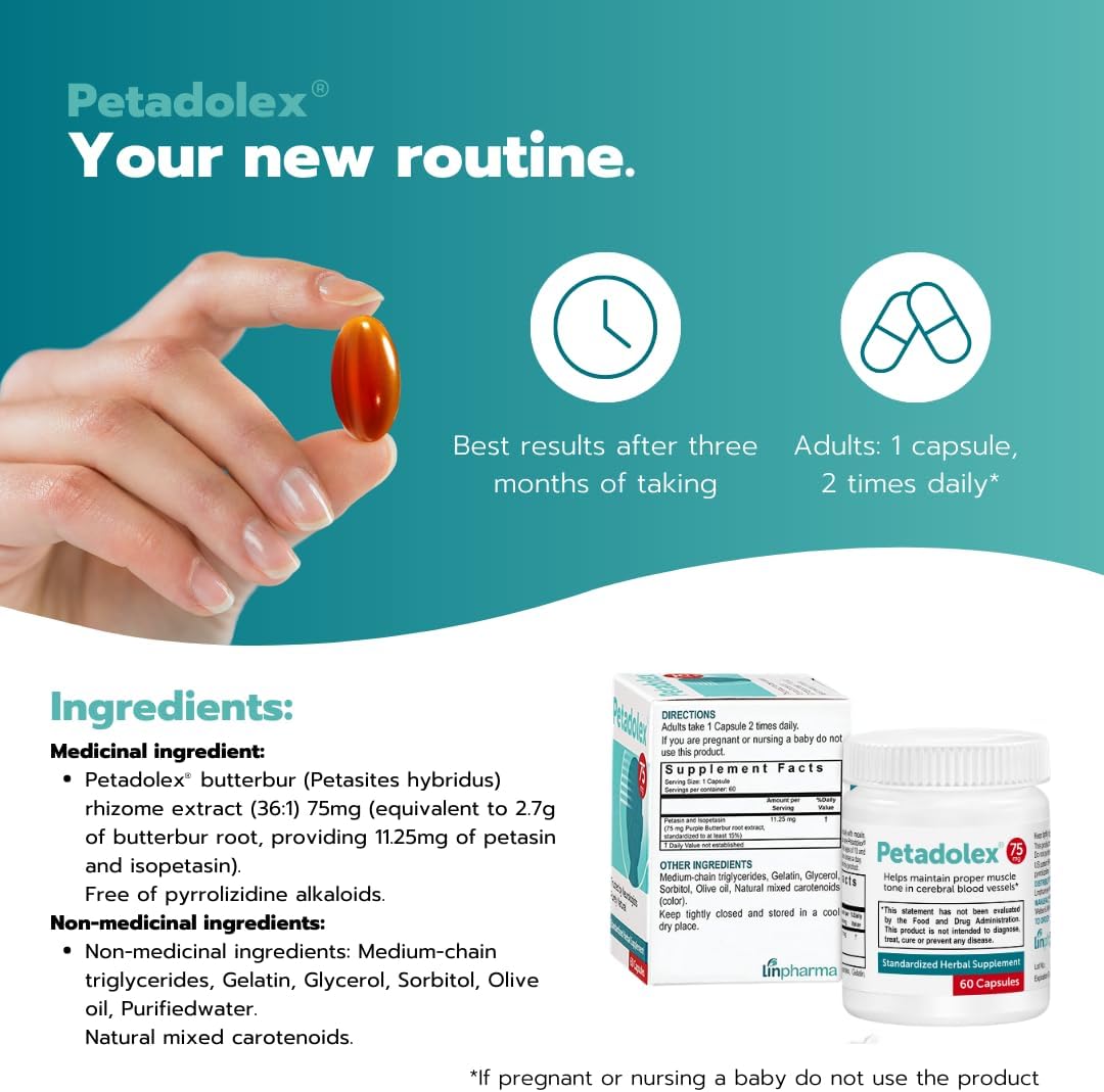 Petadolex 75 mg Patented PA-Free Butterbur Root Extract for Cognitive Support - görsel 4