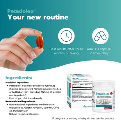 Petadolex Linpharma 75 mg Patented PA-Free Butterbur Root Extract – 2 Bottles