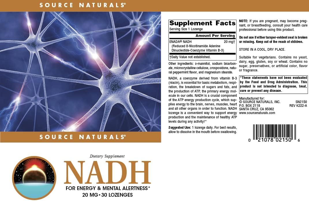 Source Naturals NADH 20mg Lozenges – Energy and Mental Alertness Support - görsel 5