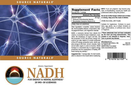 Source Naturals NADH 20mg Lozenges – Energy and Mental Alertness Support