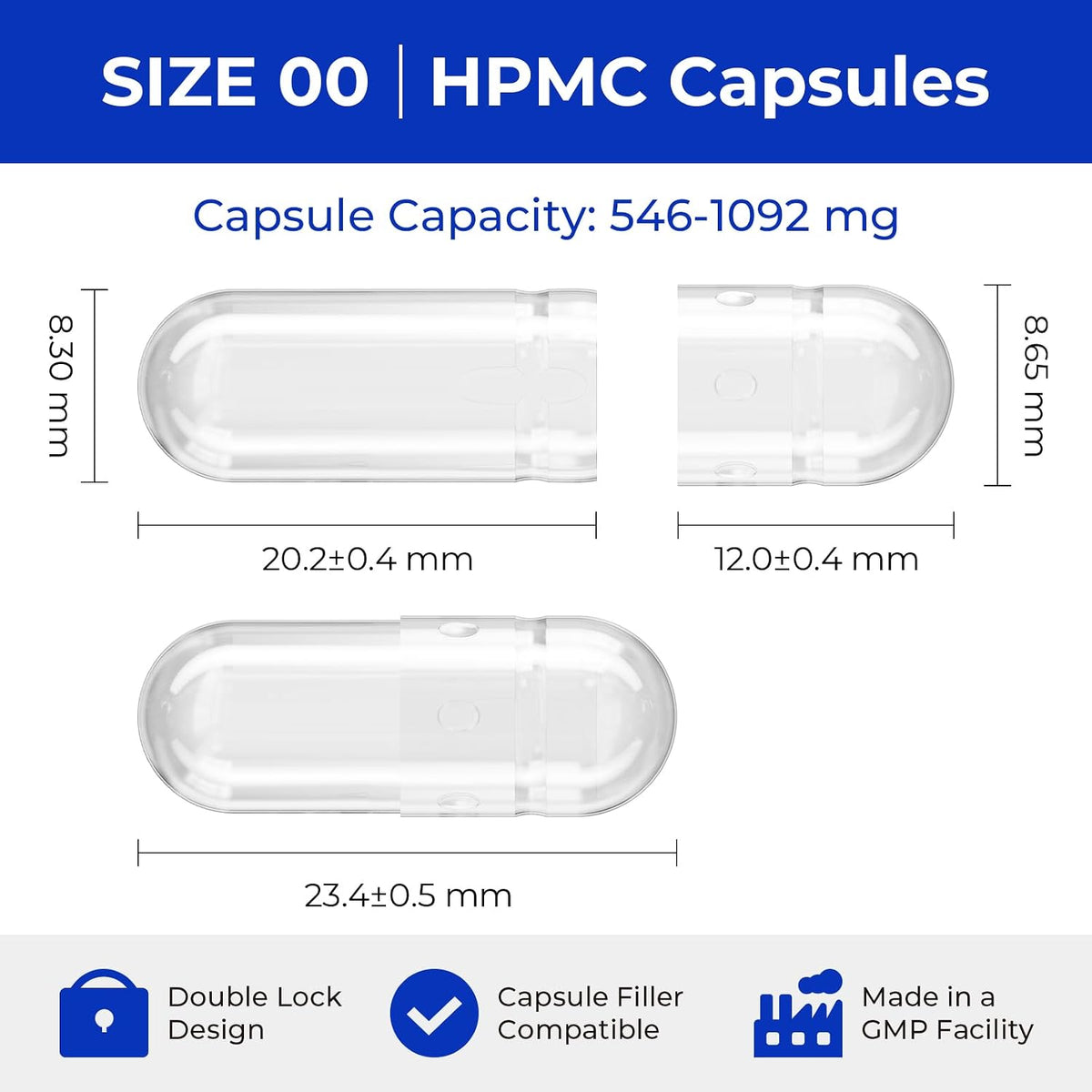 Empty Vegan Capsules Size 00 – 100 Capsules for DIY Vegetable Capsules by ATLEMISME - görsel 2
