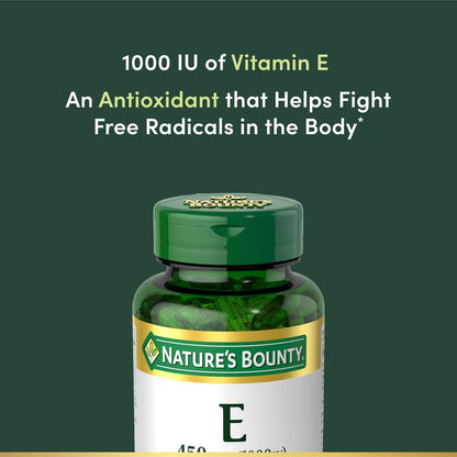 Nature's Bounty Vitamin E 1000 IU Softgels, 60 Count