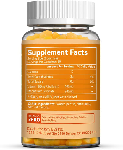 2 Pack Vitamin B2 Gummies – Chewable Riboflavin 400mg with Magnesium – 120 Counts