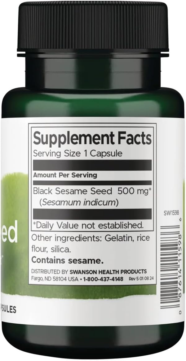 Swanson Full Spectrum Black Sesame Seed 500 mg Capsules (2 Pack) - görsel 2