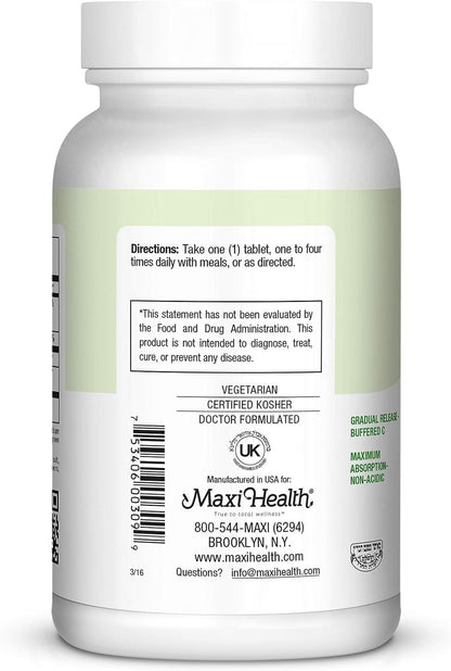 Maxi Health Vitamin C 1050mg – Buffered C Complex with Calcium Ascorbate & Bioflavonoids – 90 Tablets