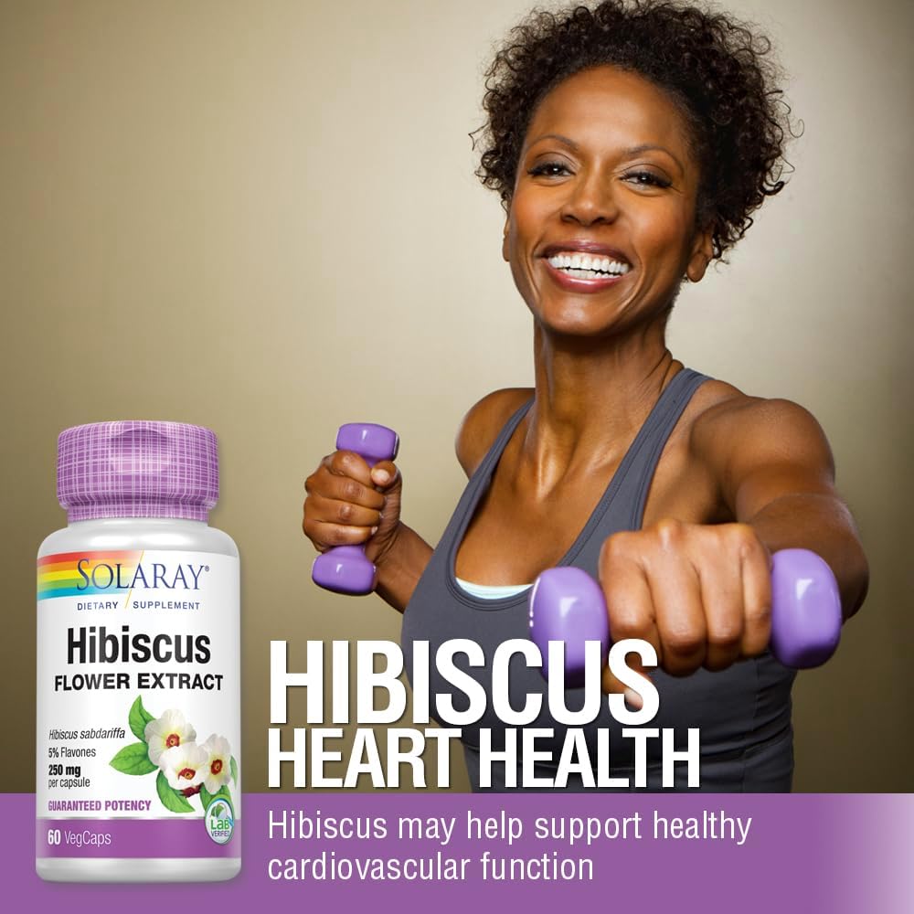 Solaray Hibiscus Flower Extract Food Supplement – 250 mg – 60 Vegan Capsules - görsel 2