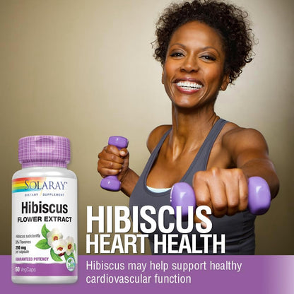 Solaray Hibiscus Flower Extract Food Supplement – 250 mg – 60 Vegan Capsules