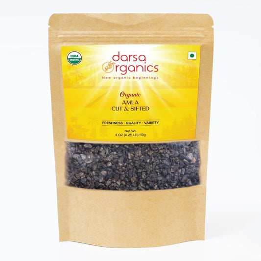 Darsa Organics Dried Amla (Indian Gooseberry) - Organic, Cut & Sifted, 113 g