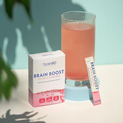 BRAINMD Dr Amen Brain Boost On The Go – 10 Packets, Berry Flavour – Nootropic Drink Powder