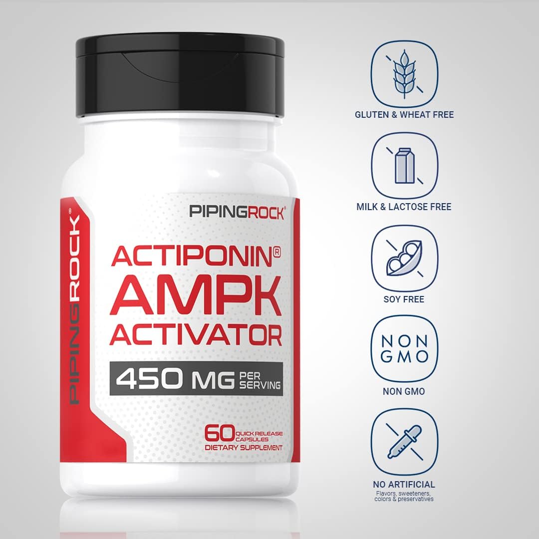 Piping Rock AMPK Metabolic Activator Supplement | 450 mg | 60 Capsules | Actiponin | Gynostemma Pentaphyllum Extract | Non-GM and Gluten-free - görsel 3
