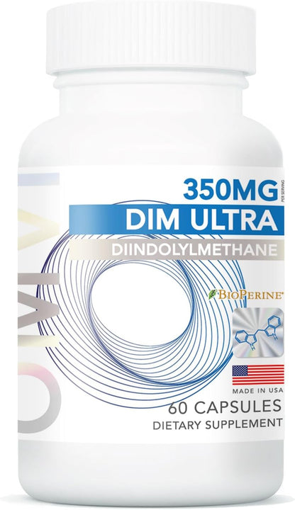 Omvi DIM Ultra 350mg – 60 Capsules with Broccoli Extract and BioPerine