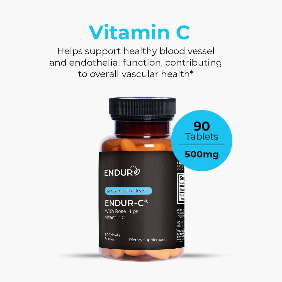 Endur ENDUR-C Vitamin C with Rose Hips, 500mg, 90 Tablets – Sustained Release - görsel 2