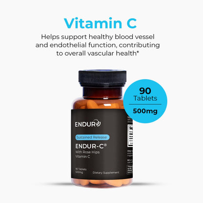 Endur ENDUR-C Vitamin C with Rose Hips, 500mg, 90 Tablets – Sustained Release