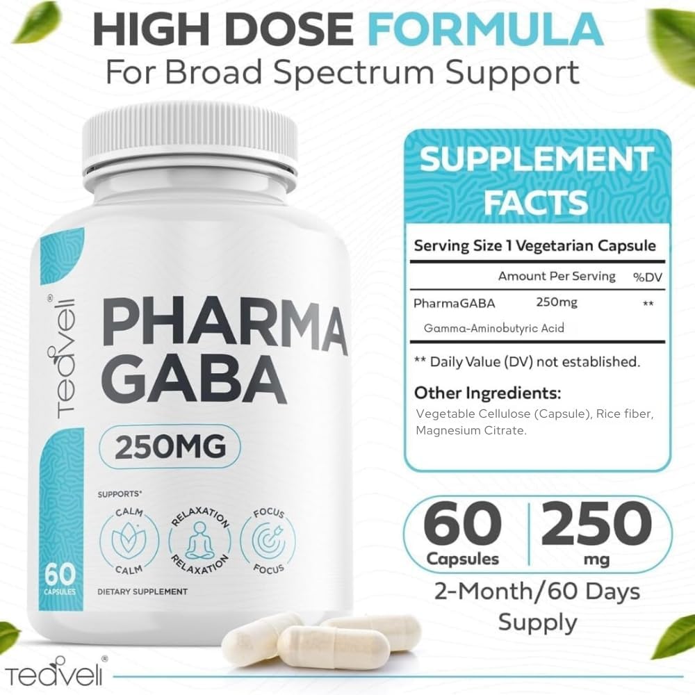 Teaveli Pharma GABA 250mg Capsules – Support for Sleep, Calm & Focus - görsel 2