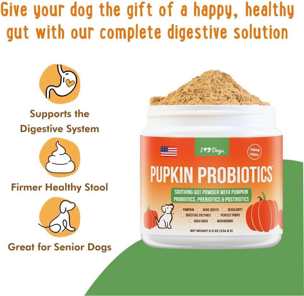 iHeartDogs Pupkin Probiotics, Prebiotics, Postbiotics, & Fibre for Dogs with Pumpkin, Gut-Soothing Bone Broth & Mushrooms - görsel 5