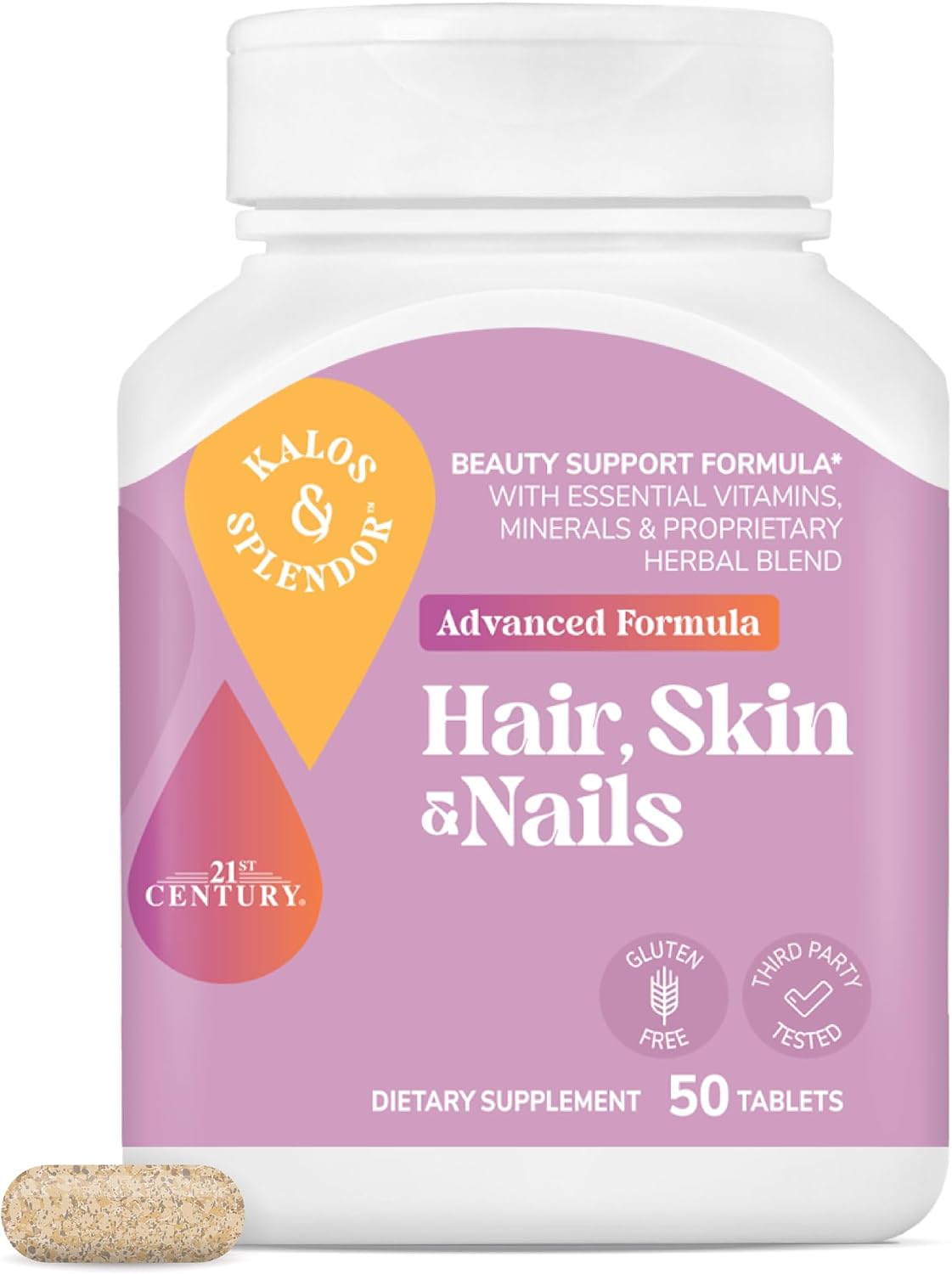 Kalos and Splendor 21st Century Hair, Skin and Nails Tablets – Advanced Formula, 50 Tablets - görsel 1