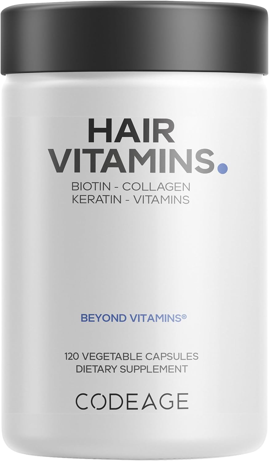 Codeage Hair Vitamins - 10,000 mcg Biotin with Keratin, Collagen and More - 120 Capsules - görsel 1