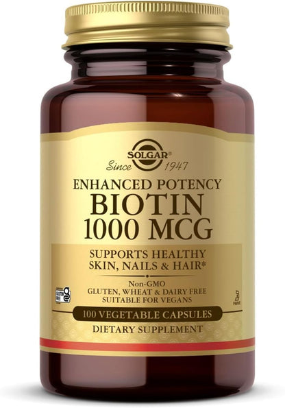 Solgar Biotin 1000 mcg, 100 Vegetable Capsules