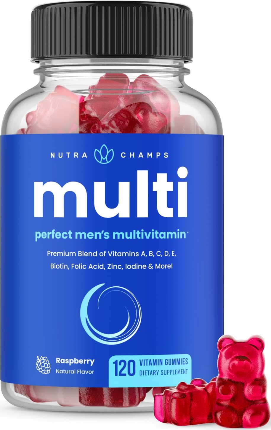NutraChamps Multivitamin for Men 14+ | Mens Multivitamin Gummies, 120 Count | Vitamins A, B, C, D, E, Biotin, Zinc | Mens Gummy Multivitamins Supplement | Chewable Daily Multi Gummy Vitamins for Men - görsel 1