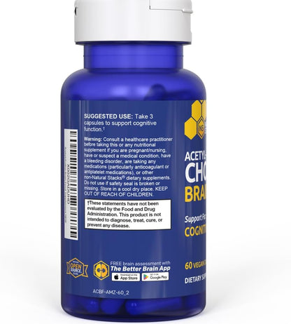 Acetylcholine Brain Food - Acetyl L-Carnitine & Alpha GPC Supplement - Supports Acetylcholine Production - Neurotransmitter Supplement for Cognitive Function - 60 Capsules