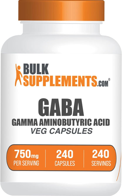 BulkSupplements Gamma-Aminobutyric Acid (GABA) 750mg Capsules, 240 Capsules