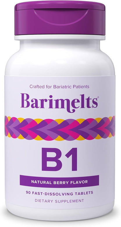 BariMelts Vitamin B1 (Thiamine) - 90 Fast-Dissolving Tablets, Sugar-Free Bariatric Supplement, Natural Berry Flavour