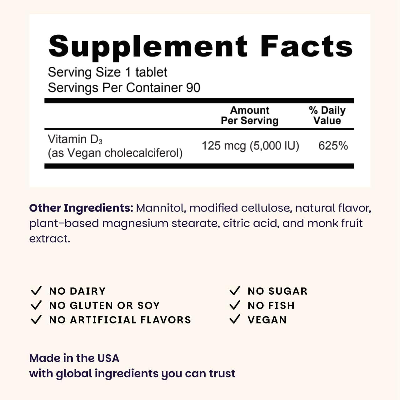EZ Melts Vitamin D3 5,000 IU - Dissolvable Tablets, Vegan, Non-GMO - Green Apple - görsel 3
