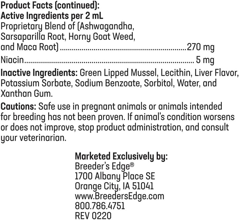 Breeder’s Edge Get Him Going, Reproductive Performance Supplement for Male Dogs and Cats, Supports Libido, Energy, Hormone Balance and Fertility, Horny Goat Weed, Maca, Ashwagandha, Made in USA, 30 ml - görsel 8
