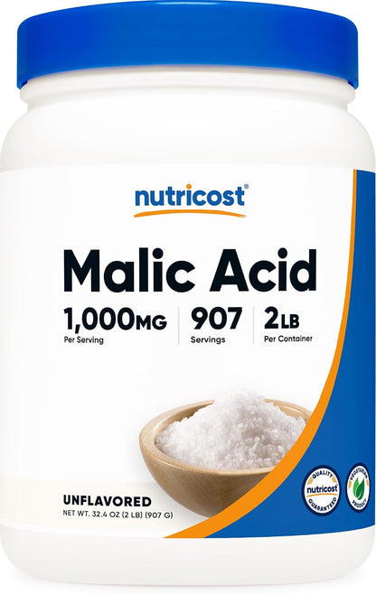Nutricost Malic Acid Powder 907 g (2 lb) - Gluten-free, Non-GM
