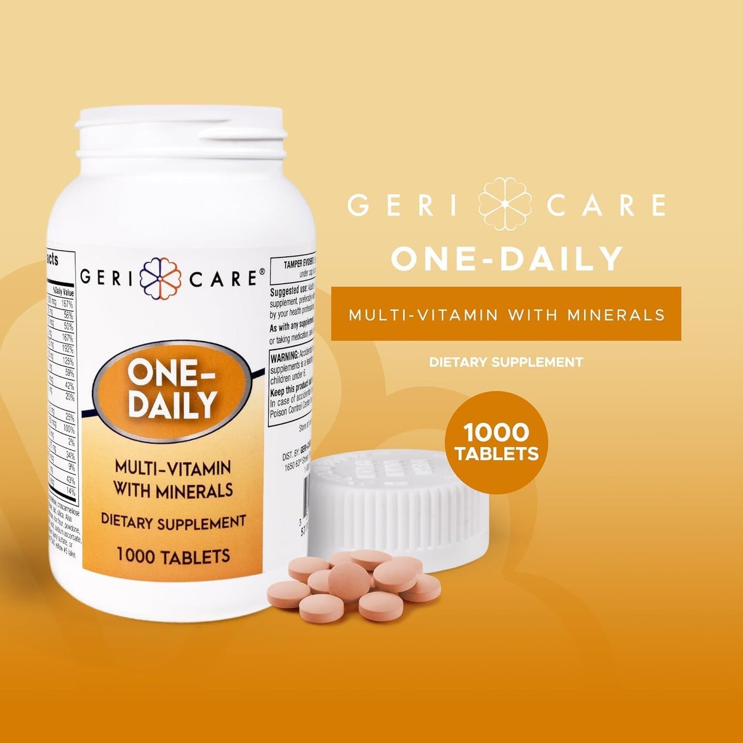GeriCare One-Daily Multivitamins with Minerals for Men and Women - 1000 Tablets - görsel 2