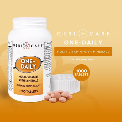 GeriCare One-Daily Multivitamins with Minerals for Men and Women - 1000 Tablets
