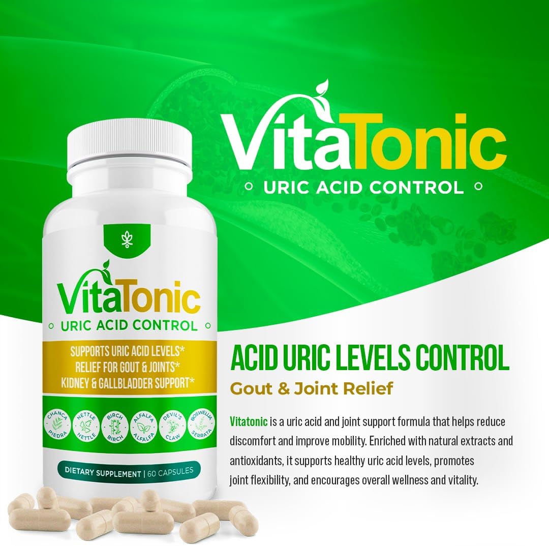 AURA VITAMINS – Vitatonic Uric Acid Balancing Aid – Herbal Joint Care Support – 60 Capsules - görsel 2