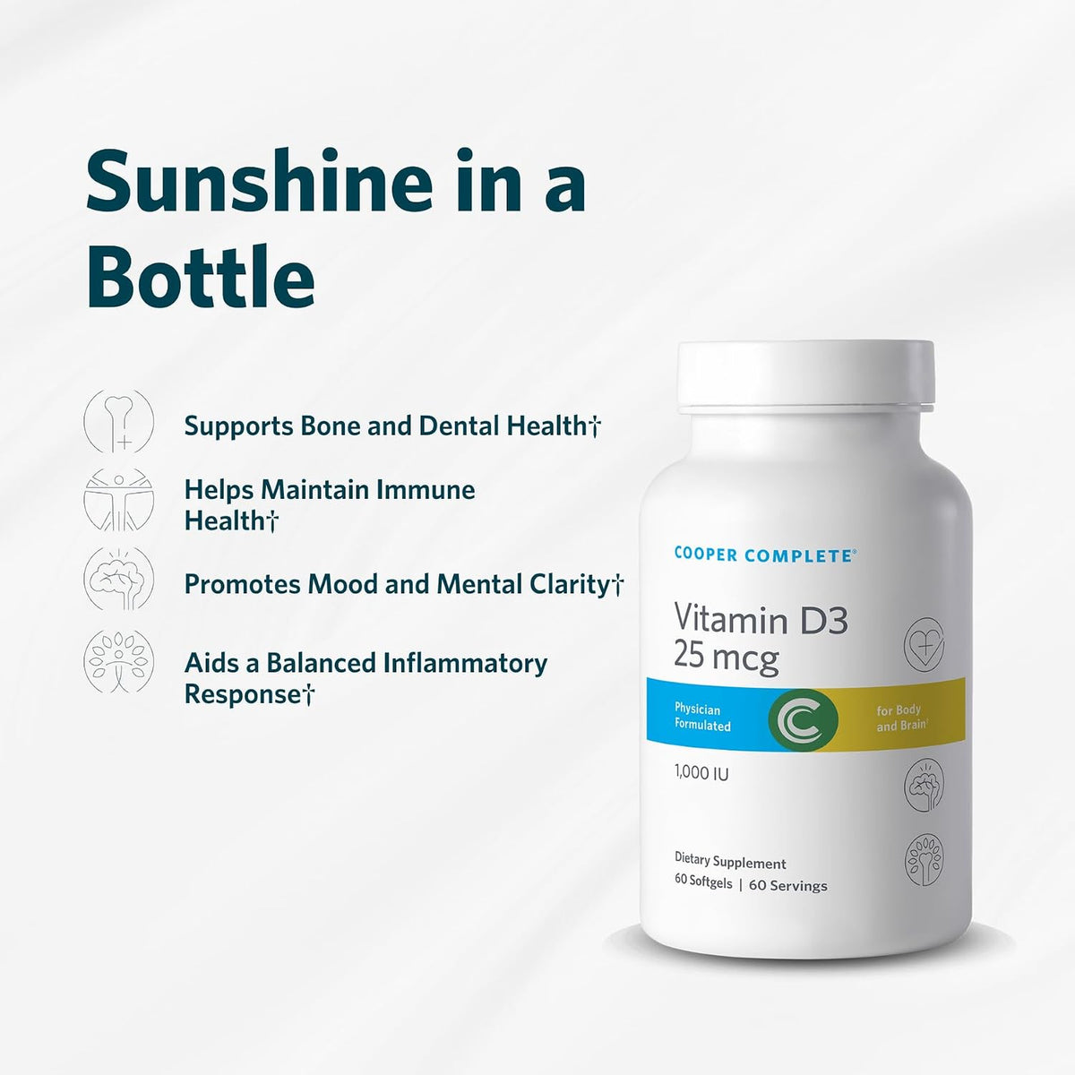 Cooper Complete Vitamin D3 1000 IU (Cholecalciferol) - 60 Softgels (Twin Pack) - görsel 4