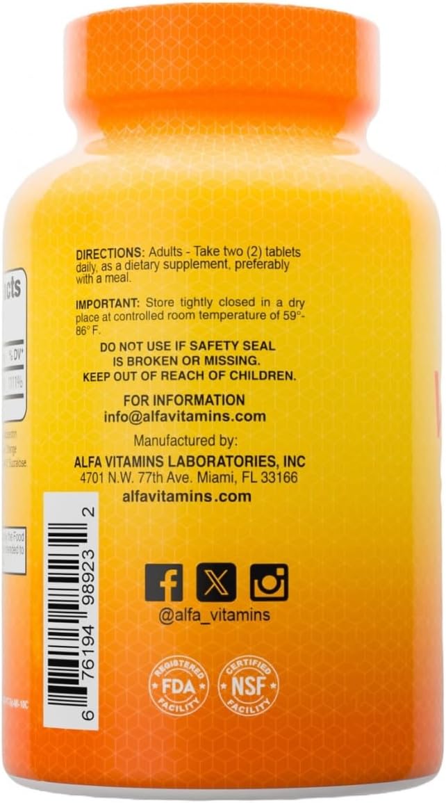 ALFA VITAMINS Vitamin C Chewables 1000mg – Easy to Chew Tablets – Powerful Antioxidant – Immune Support – 60 Tablets - görsel 3