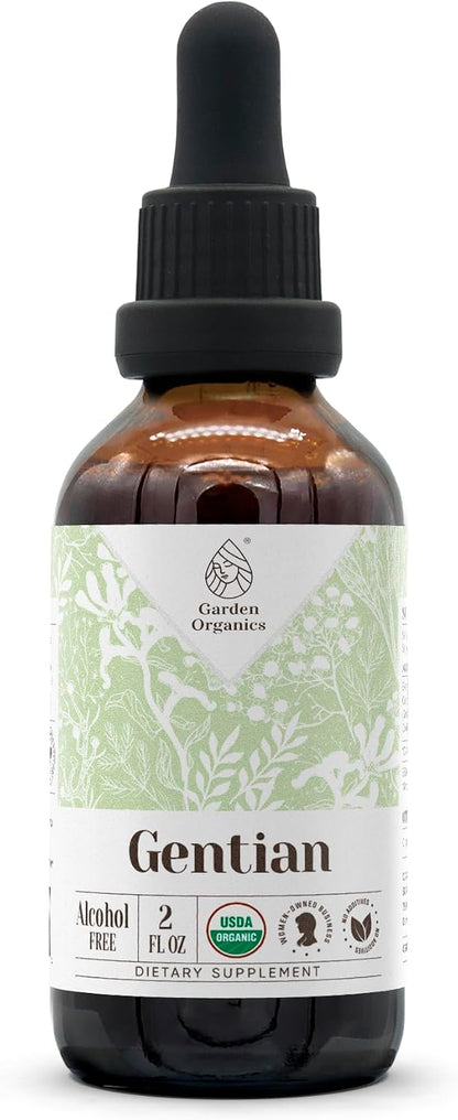 Gentian USDA Organic Alcohol-Free Extract | Dietary Supplement, High-Potency Tincture | Natural Certified Organic Gentian (Gentiana Lutea) Dried Root (4 oz / 118 ml)