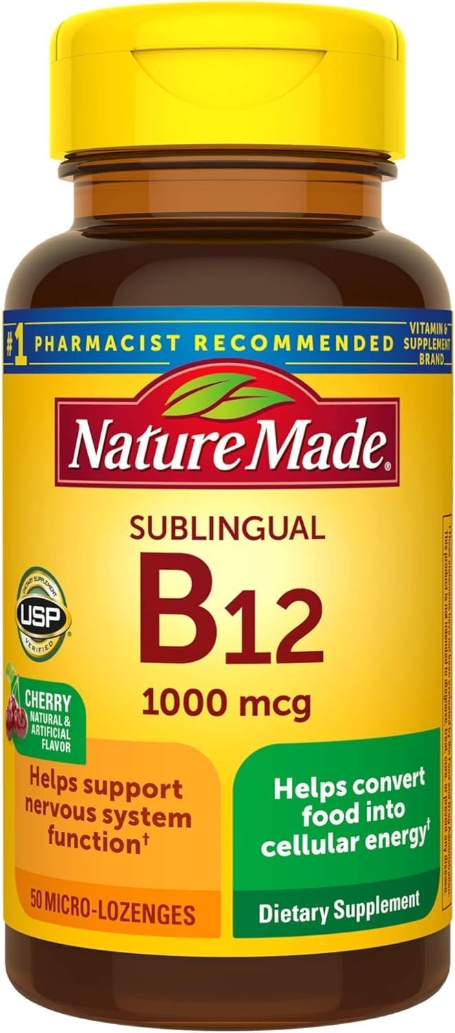Nature Made Sublingual Vitamin B12 1000 mcg Micro-Lozenges, 50 Count - görsel 1