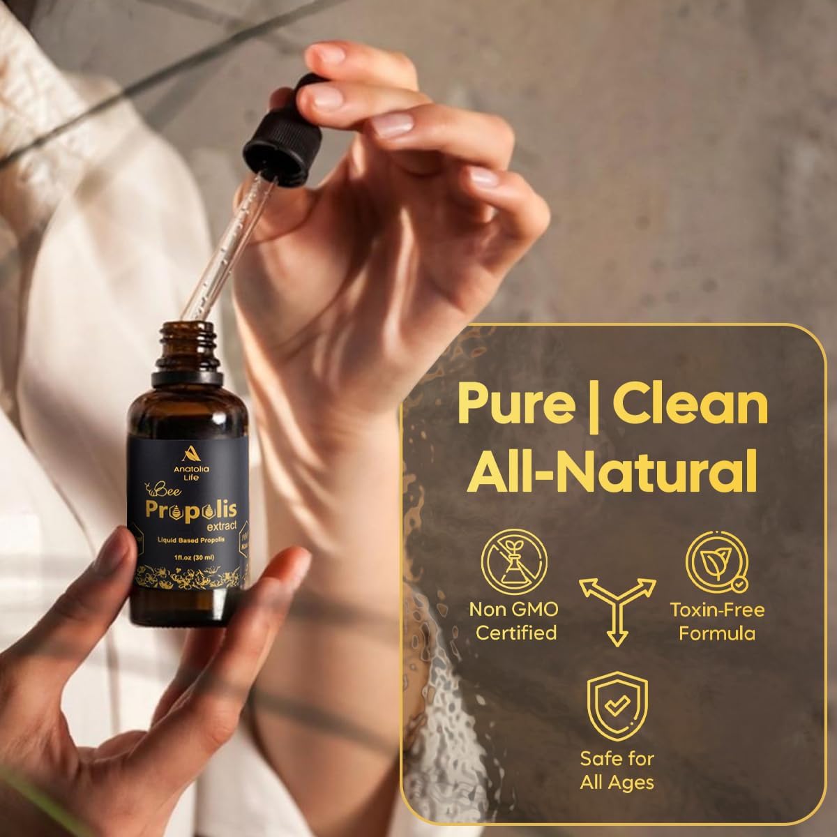 Natural Bee Propolis Extract, 30 mL, Advanced Liquid Tincture - görsel 6