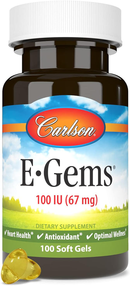 Carlson E-Gems Natural-Source Vitamin E 100 IU (67 mg) - 100 Soft Gels