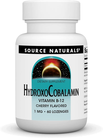Source Naturals Hydroxocobalamin, Vitamin B-12, 1 mg - 60 Cherry Flavoured Lozenges