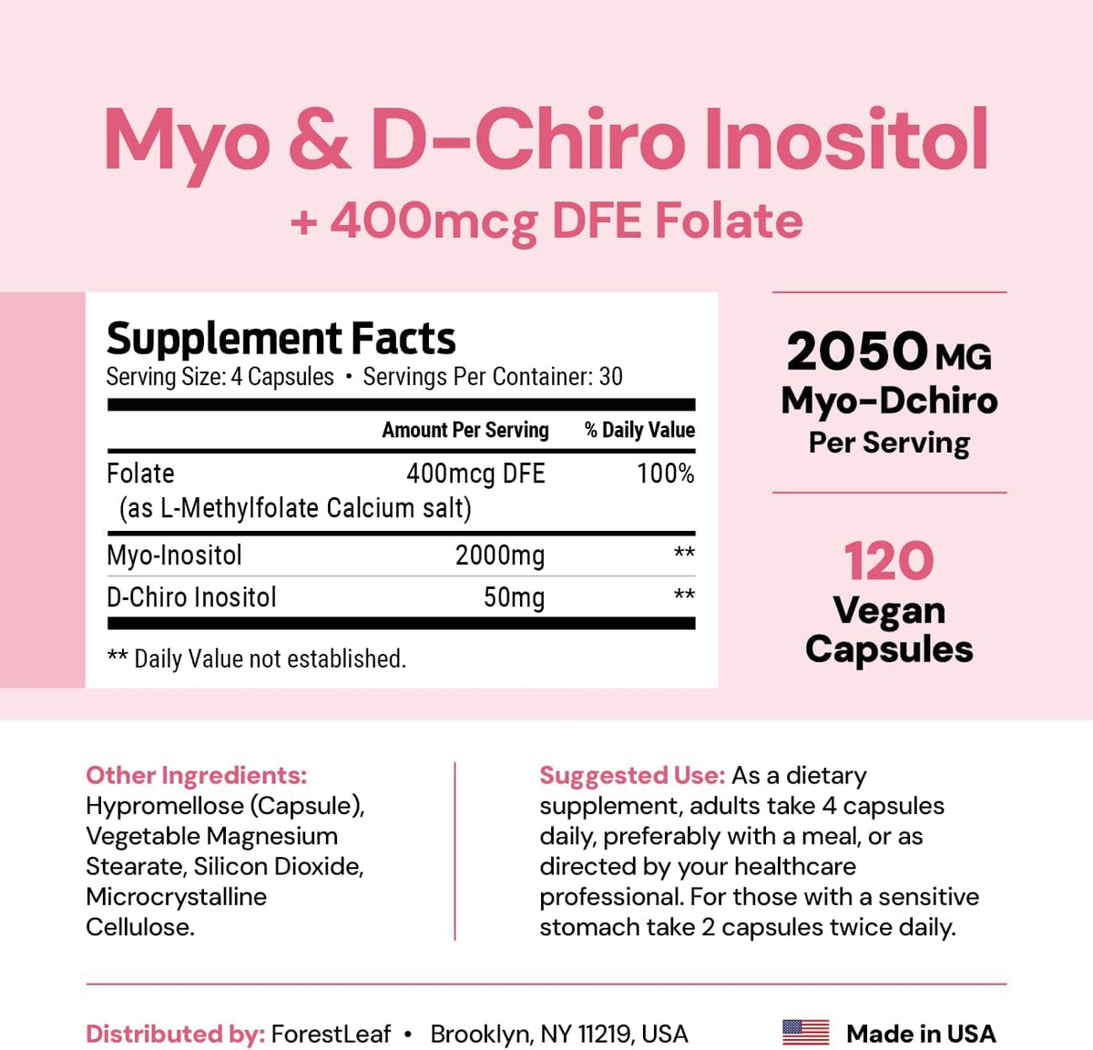Myo-Inositol & D-Chiro Inositol Supplement for Women's Health | 40:1 Ratio | Supports Ovarian Function & Hormone Balance | – Image 3