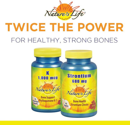 Nature's Life Vitamin K 1000mcg | Phylloquinone K-1 Supplement for Bone & Heart Health | 50 Vegetarian Capsules