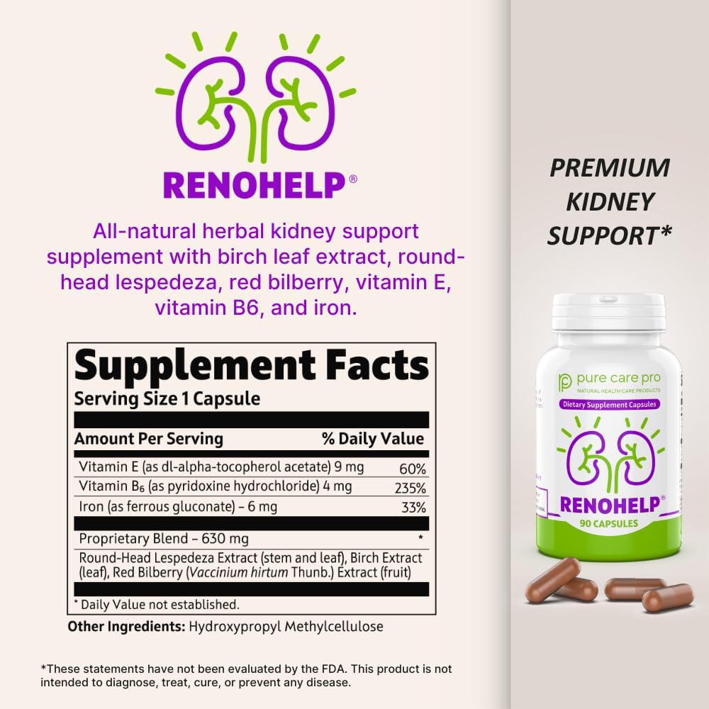Renohelp Powerful All-Natural Kidney Support Supplement – 90 Capsules - görsel 6