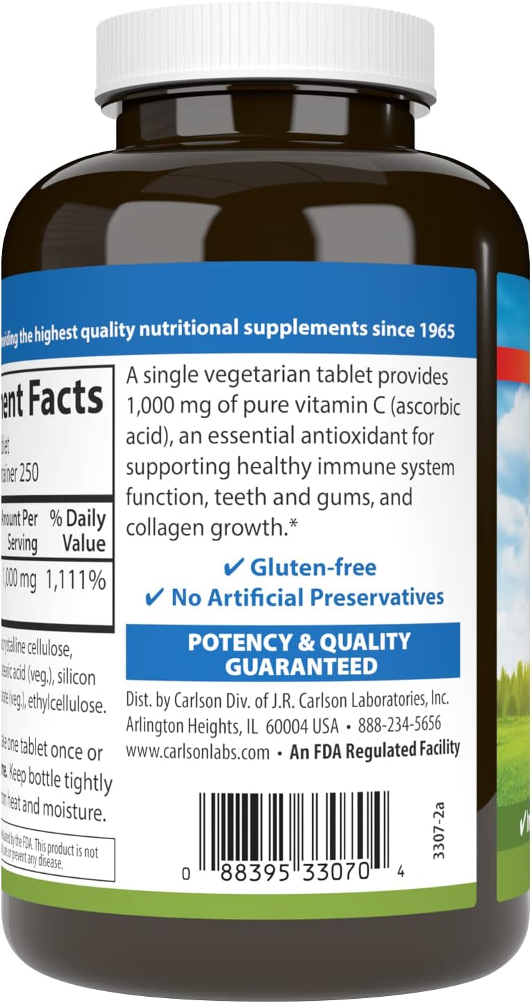 Carlson Vitamin C 1000 mg, 250 Tablets - görsel 3