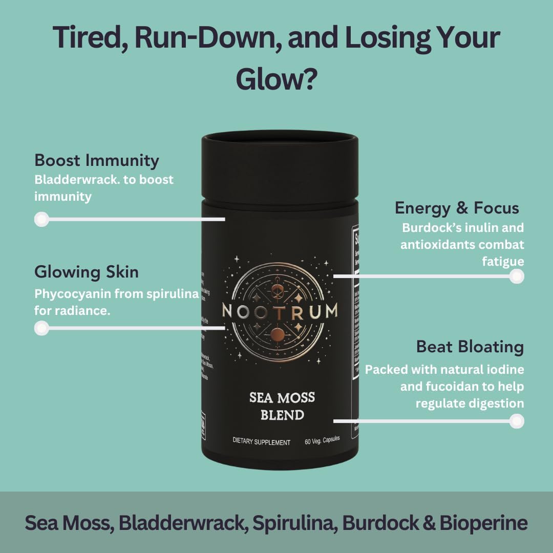 Nootrum Sea Moss Blend: Ultimate Immunity, Radiant Skin, and Natural Energy Booster with Irish Sea Moss & BioPerine - görsel 2