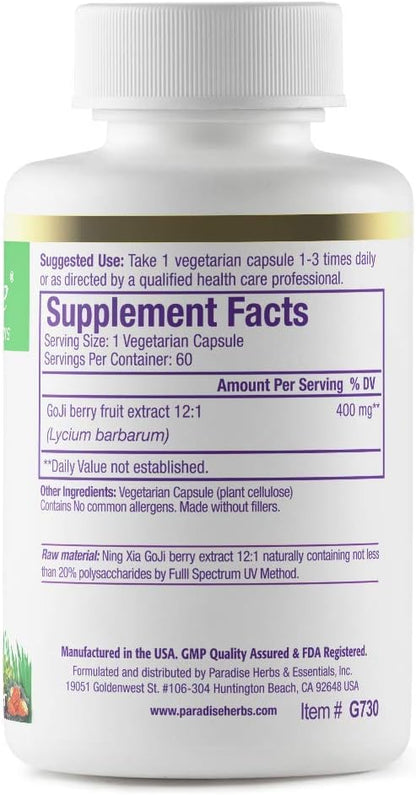 Paradise Herbs Goji Extract – Vital Essence Herb for Skin, Eyes and Body Support