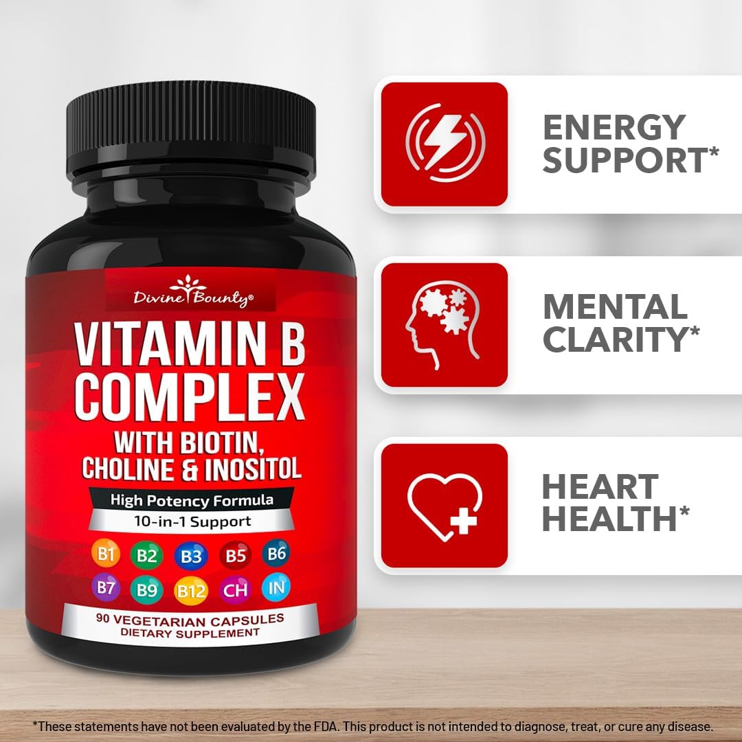 Divine Bounty Super B Complex Vitamins (90 Capsules) - görsel 6