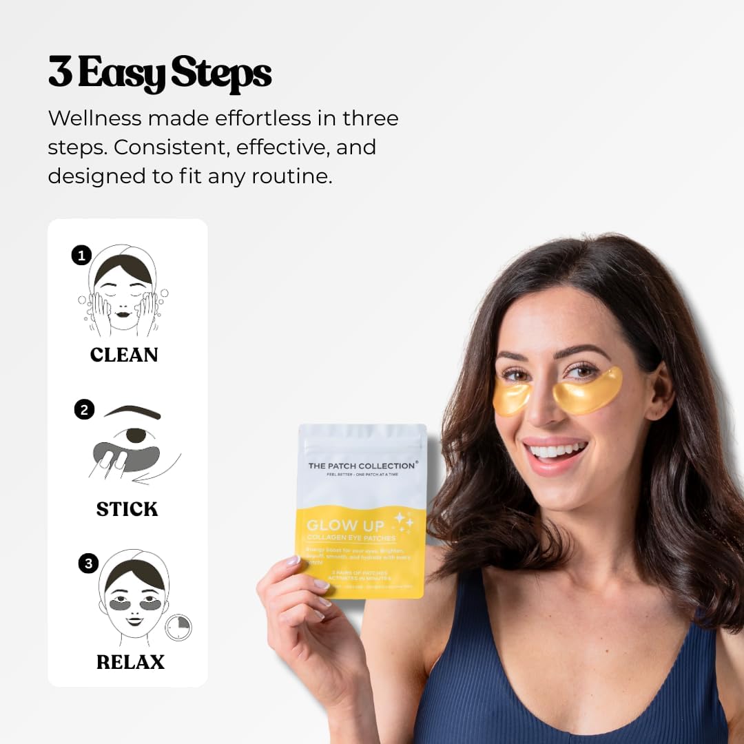 The Patch Collection® – Glow Up Under-Eye Collagen Patch | Retinol, Hyaluronic Acid, Nano Gold, Collagen, Vitamin C (Pack of 3) - görsel 7