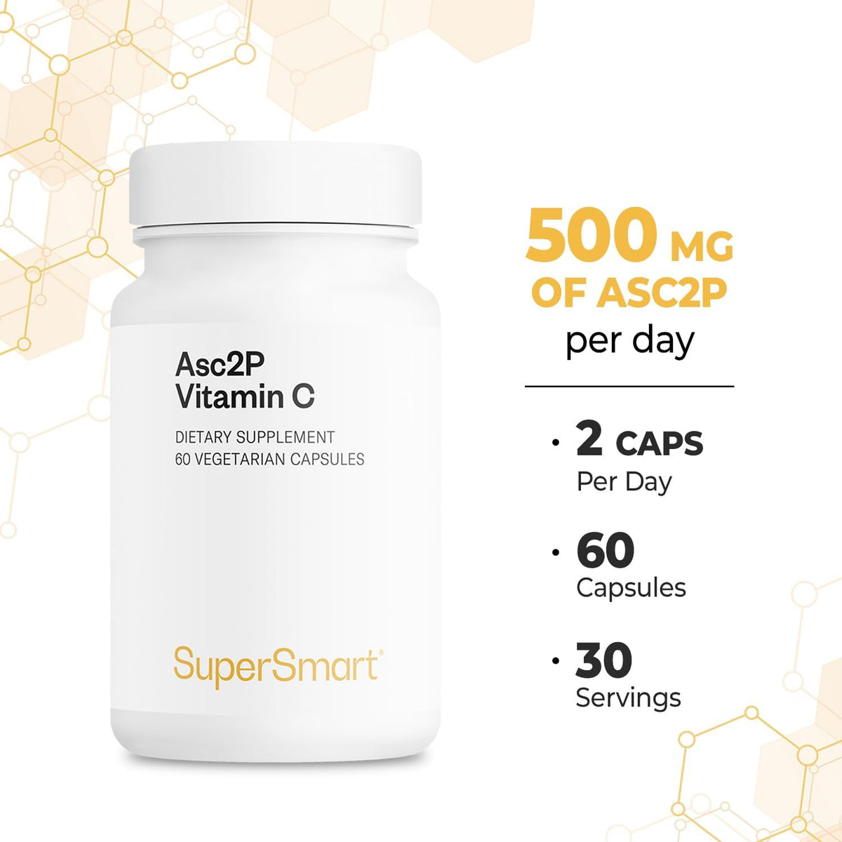 Supersmart Asc2P Vitamin C 500mg – Advanced Vitamin C Form – 60 Vegetarian Capsules - görsel 5