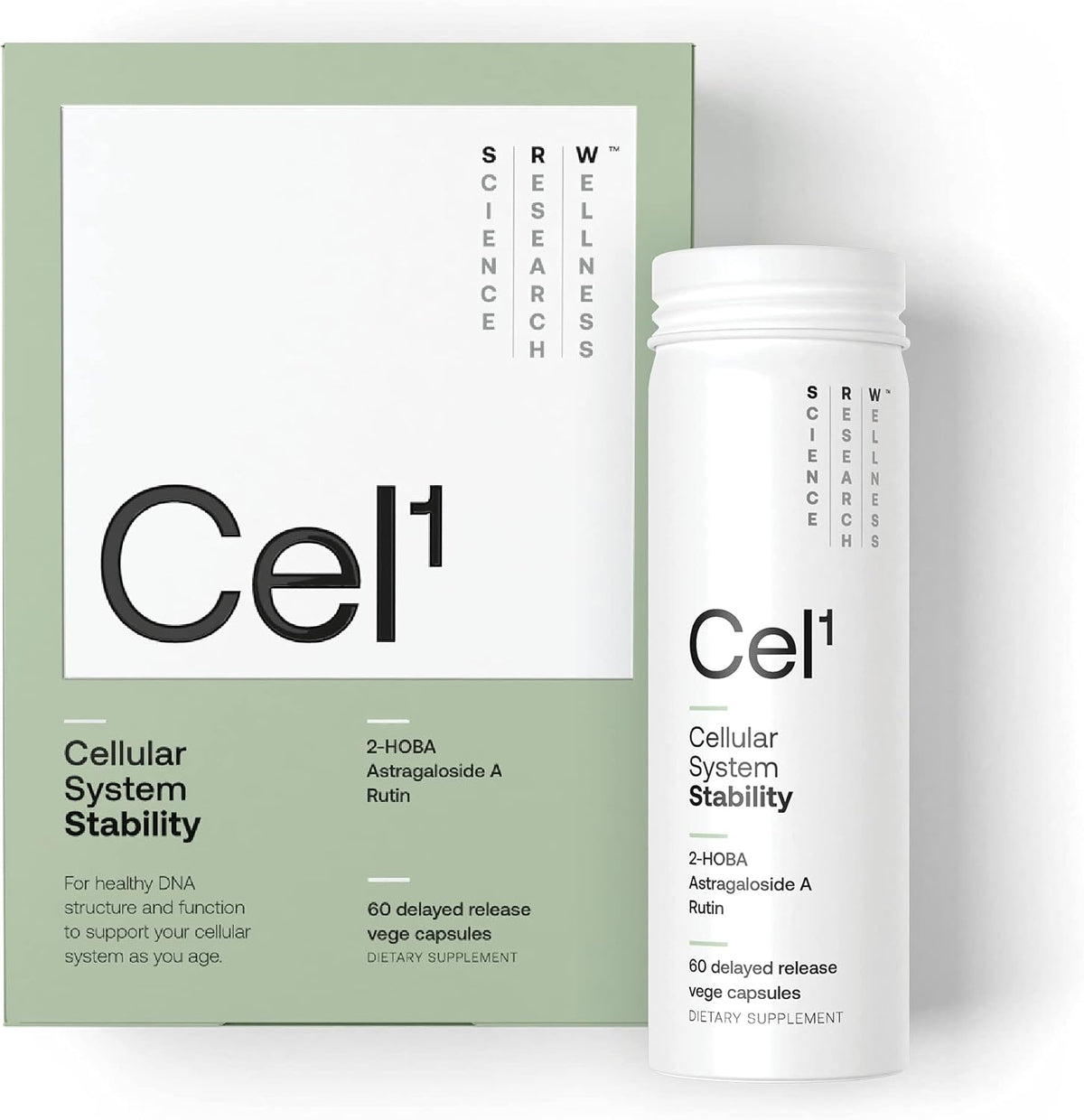 SRW Laboratories Cel¹ Stability | Stem Cell Supplement with 2-HOBA - Supports Stress Defence, DNA Structure & Youthful Cell Function | 60 Capsules - görsel 1