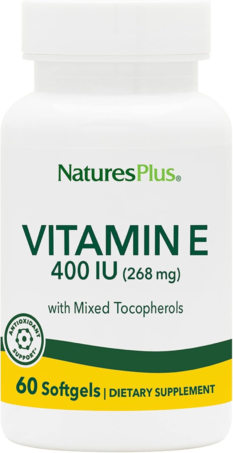 NaturesPlus Vitamin E 400 IU Mixed Tocopherol Softgels, 60 Softgels - görsel 1